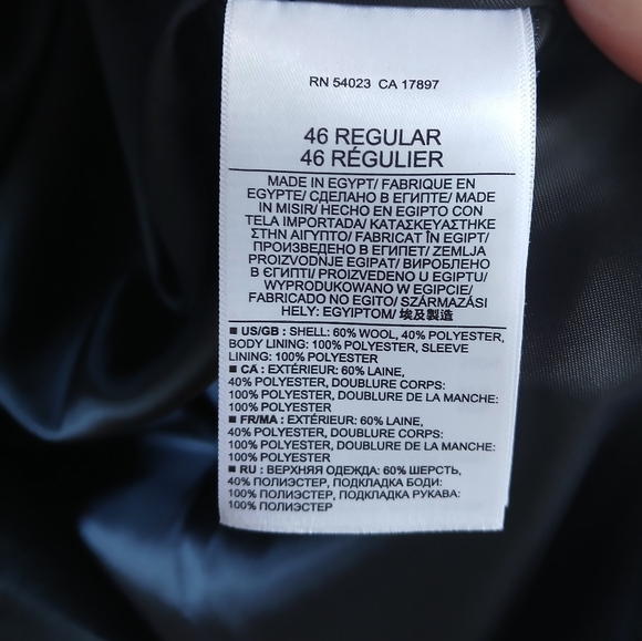 Banana Republic 46R Gray Wool blend Suit Jacket Tailored Slim Fit Made in Egypt - Picture 9 of 16